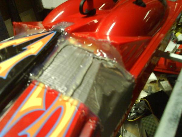 Boat attaching-TON of hot glue! about 12 sticks total